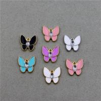 Zinc Alloy Enamel Pendants Butterfly plated Unisex & with rhinestone nickel lead & cadmium free Approx Sold By Bag