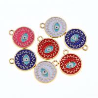 Evil Eye Hangers, Zinc Alloy, Rond plat, KC gold plated, uniseks & glazuur, meer kleuren voor de keuze, nikkel, lood en cadmium vrij, 18x15x2mm, Ca 100pC's/Bag, Verkocht door Bag