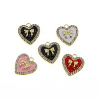 Zinc Alloy Enamel Pendants Heart KC gold color plated Unisex & with rhinestone nickel lead & cadmium free Approx Sold By Bag