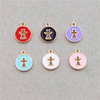 Zinc Alloy Enamel Pendants Flat Round KC gold color plated Unisex & hollow nickel lead & cadmium free Approx Sold By Bag