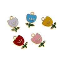 Zinc Alloy Enamel Pendants Flower KC gold color plated Unisex nickel lead & cadmium free Approx Sold By Bag