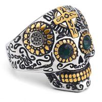 Anillo de dedo acero inoxidable del Rhinestone, acero inoxidable 316L, Calavera, diverso tamaño para la opción & para hombre & con diamantes de imitación, 28mm, Vendido por UD