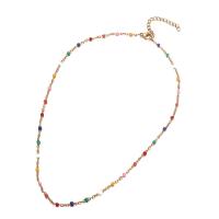 Acier inoxydable 304 collier, avec 3.94inch chaînes de rallonge, bijoux de mode & pour femme & émail, plus de couleurs à choisir, Longueur Environ 13.78 pouce, Vendu par PC