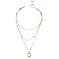 Collana Multi strato, 304 acciaio inox, with 3.94inch extender chain, Cuore, tre strati & gioielli di moda & per la donna & con strass, nessuno, 16mm, Lunghezza Appross. 13.78 pollice, Appross. 17.72 pollice, Appross. 21.65 pollice, Venduto da PC