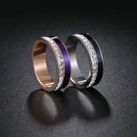 Couple Finger Rings Titanium Steel Unisex & enamel & with rhinestone Sold By PC