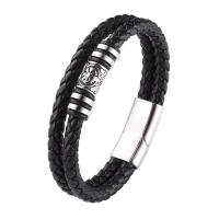 PU cavo bracciali, with 316 acciaio inox, Doppio strato & gioielli di moda & lunghezza differente per scelta & per l'uomo, nessuno, 12mm, Venduto da PC