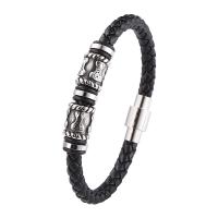 PU leder koord armbanden, met 316 Roestvrij staal, mode sieraden & verschillende lengte voor keuze & voor de mens, meer kleuren voor de keuze, 6mm, Verkocht door PC