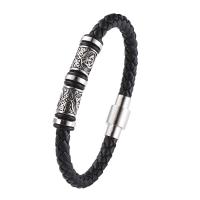 PU Cord Armbånd, med 316 Stainless Steel, mode smykker & forskellige længde for valg & for mennesket, flere farver til valg, 6mm, Solgt af PC