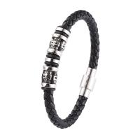 Bracelets cordon PU, cuir PU, avec Acier inoxydable 316, bijoux de mode & longueur différente pour le choix & pour homme, plus de couleurs à choisir, 6mm, Vendu par PC