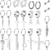 304 Stainless Steel Earring Set Vacuum Ion Plating punk style & for man Sold By Set