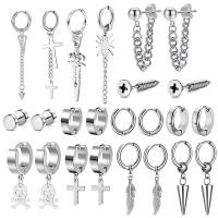 304 acciaio inox Set orecchino, stile punk & unisex, nessuno, Venduto da set