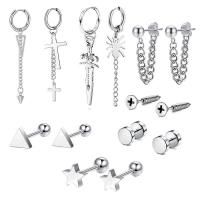 304 Stainless Steel Earring Set Vacuum Ion Plating punk style & Unisex Sold By Set