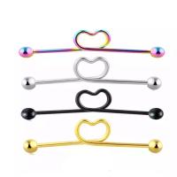 Rustfrit stål Ear Piercing Smykker, 316L Stainless Steel, Heart, Unisex, flere farver til valg, 1.60x38mm, Solgt af PC