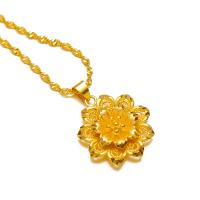 Collier en laiton, fleur, Placage de couleur d'or, bijoux de mode & styles différents pour le choix & pour femme, doré, protéger l'environnement, sans nickel, plomb et cadmium, Vendu par PC