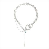 Collar de Aleación de Zinc, Corazón, chapado en color de plata, Joyería & para mujer, plateado, libre de níquel, plomo & cadmio, longitud 38 cm, 16 cm, Vendido por UD