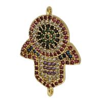 Zircon cubique Micro Pave laiton Connecteur, Plaqué d'or, pavé de micro zircon, multicolore, 18x26x2mm, Trou:Environ 1mm, Vendu par PC