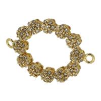 Cubic Zirconia Micro Pave Latão Connector, cobre, banhado a ouro genuino, micro pavimento em zircônia cúbica, dourado, 27x19x4mm, Buraco:Aprox 2mm, vendido por PC