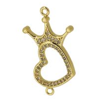 Cubic Zirconia Micro Pave Brass Connector real gold plated micro pave cubic zirconia gold Approx 2mm Sold By PC