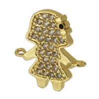 Cubic Zirconia Micro Pave Brass Connector real gold plated micro pave cubic zirconia gold Approx 1mm Sold By PC