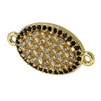 Zircon cubique Micro Pave laiton Connecteur, Plaqué d'or, pavé de micro zircon, Or, 19x10x3mm, Trou:Environ 1mm, Vendu par PC