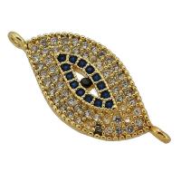 Cubic Zirconia Micro Pave Brass Connector Eye real gold plated micro pave cubic zirconia gold Approx 1mm Sold By PC