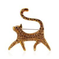 Rhinestone Broche, Zinc Alloy, Cat, for kvinde & med rhinestone, flere farver til valg, nikkel, bly & cadmium fri, 43x42mm, Solgt af PC