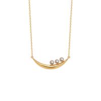 Colar de pérolas de plástico, cobre, with Concha de resina, with 1.97inch extender chain, 18K banhado a ouro, joias de moda & para mulher, dourado, níquel, chumbo e cádmio livre, 24mm, comprimento Aprox 15.75 inchaltura, vendido por PC