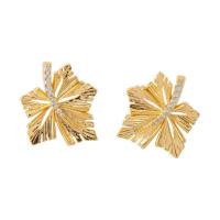 Strass Earring, Messing, Maple Leaf, gold plated, mode sieraden & voor vrouw & met strass, gouden, nikkel, lood en cadmium vrij, 18.50x16.50mm, Verkocht door pair