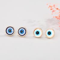 Evil Eye Oorbellen, Zinc Alloy, Rond plat, gold plated, voor vrouw & glazuur, meer kleuren voor de keuze, nikkel, lood en cadmium vrij, Verkocht door PC