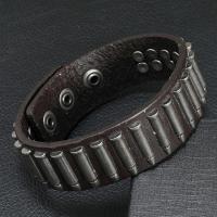 Pulsera de cuero, Cuero de vaca, con aleación de zinc, Joyería & para hombre, longitud aproximado 21-25 cm, Vendido por UD