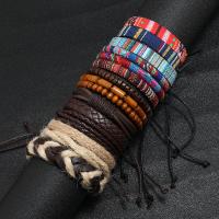 Pulseras de Cordón de PU, Cuero de PU, con Cordón de cera, 15 piezas & Joyería & para hombre, color mixto, longitud aproximado 17-18 cm, Vendido por Set