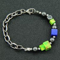 Tíotáiniam Cruach Bracelet, Cruach Tíotáiniam, le Cait Eye & Hematite, jewelry faisin & unisex, Fad Thart 8 Inse, Díolta De réir PC