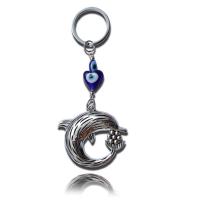 Key Chain, Zinc Alloy, med Glasperler, Dolphin, sølvfarvet forgyldt, Unisex & onde øje mønster, sølv, nikkel, bly & cadmium fri, Længde 15 cm, Solgt af PC