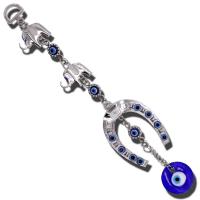 Hangende Ornamenten, Zinc Alloy, met Lampwork, Olifant, silver plated, boze oog patroon, nikkel, lood en cadmium vrij, Lengte 18 cm, Verkocht door PC