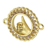 Cubic Zirconia Micro Pave Latão Connector, cobre, Roda plana, banhado a ouro genuino, micro pavimento em zircônia cúbica & vazio, dourado, 23x18x3mm, Buraco:Aprox 1.5mm, vendido por PC