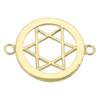 Kubik Zirkonium mikro bana Mässing Kontaktdon, Flat Round, äkta guldpläterad, micro bana cubic zirconia & ihålig, guld, 26x20x2mm, Hål:Ca 2mm, Säljs av PC