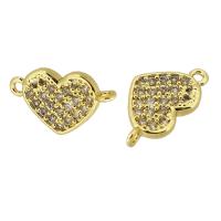 Cubic Zirconia Micro Pave Brass Connector Heart real gold plated micro pave cubic zirconia gold Approx 1mm Sold By PC