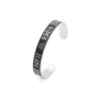 Titanium Steel Σφαλιάρα Bangle, ψήσιμο βερνίκι, με σχέδιο επιστολής & για τον άνθρωπο, 62x10mm, Sold Με PC