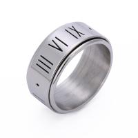 Edelstahl Ringe, 304 Edelstahl, mit römischen Zahl & unisex & verschiedene Größen vorhanden, keine, 8mm, Größe:7-11, verkauft von PC