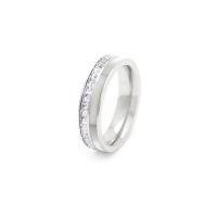 Titantium Steel fingerring, Titanium Stål, med White Shell, Unisex & forskellig størrelse for valg & Micro Pave cubic zirconia, 6mm, Størrelse:6-11, Solgt af PC