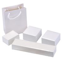 Karton sieraden set Box, met Katoenfluweel, Rechthoek, verschillende grootte voor keus, wit, 10pC's/Lot, Verkocht door Lot