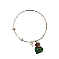 Pulsera de Hierro, fundición, con grano de la aleación del cinc, chapado en color de platina, Diseño de Navidad & diferentes estilos para la opción & para mujer & esmalte, multicolor, 65mm, 20PCs/Grupo, Vendido por Grupo