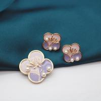 Glazuur broche, Zinc Alloy, met Plastic Pearl, gold plated, verschillende stijlen voor de keuze & voor vrouw, nikkel, lood en cadmium vrij, Verkocht door PC