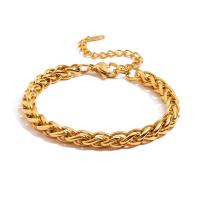 Roestvrij staal armbanden, 304 roestvrij staal, met 5cm extender keten, mode sieraden & voor vrouw, gouden, 6mm, Lengte 17 cm, Verkocht door PC