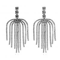 Fashion Fringe Boucles d'oreilles, alliage de zinc, Placage, bijoux de mode & pour femme & avec strass, plus de couleurs à choisir, 80x37mm, Vendu par paire