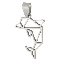 Ruostumaton teräs Animal Riipukset, 304 Stainless Steel, Delfiini, Unisex & ontto, alkuperäinen väri, 22x31x1mm, Reikä:N. 4mm, N. 10PC/laukku, Myymät laukku