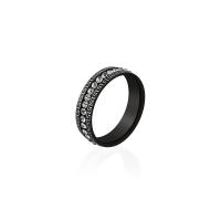 Anillo de dedo de Titantium Acero, Partículas de acero, pulido, diverso tamaño para la opción & para mujer & con diamantes de imitación, Negro, 6mm, Vendido por UD