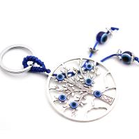 Sleutelhanger, Zinc Alloy, met Textiel binnenwerk Cord & Hars, Tree of Life, antiek zilver plated, boze oog patroon, nikkel, lood en cadmium vrij, 75mm, Lengte 13 cm, Verkocht door PC