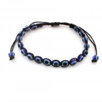 Evil Eye Smycken Armband, Harts, med Terylene Cord, Rund, Unisex & onda ögat mönster & justerbar, blå, 6mm, Längd 16-28 cm, Säljs av PC