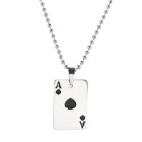 Tíotáiniam Cruach muince, Cruach Tíotáiniam, Poker, jewelry faisin & unisex & cruan, dath bunaidh, 20mm, Fad 60 cm, Díolta De réir PC